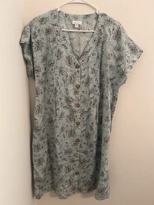 Vestido para mujer J. Jill azul lino floral vestido Love lino cuello en V pulóver talla L - Imagen 1 de 7