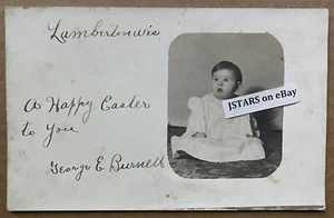 1905 LAMBERTON, WI, BABY GEORGE E. BURNETT REAL PHOTO POSTCARD RPPC GENEALOGY - Picture 1 of 2