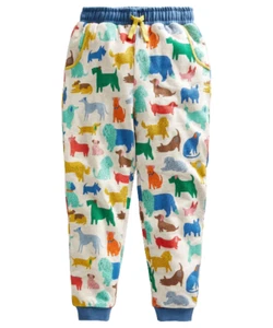 Mini Boden Boy's Full Length Printed Joggers in Oatmeal Marl Playful Pups - Picture 1 of 4