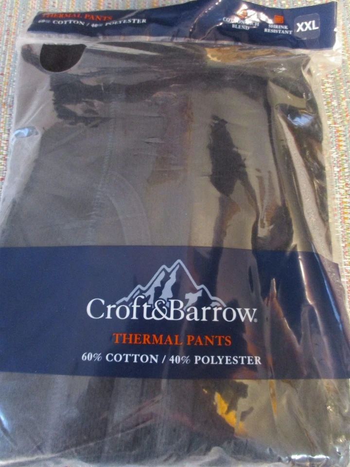 Pantalones térmicos Croft & Barrow de algodón tejido negro liso SR $22 NUEVOS Foto 1 de 3