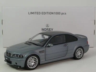 Norev BMW M3 CSL E46 grey metallic 2003 1/18 183016 - Immagine 1 di 4