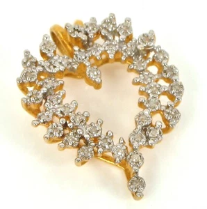 VINTAGE BEAUTIFUL 14K YELLOW GOLD HEART SHAPE DIAMOND CLUSTER PENDANT 4 GRAMS ! - Picture 1 of 2