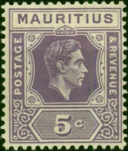Mauricio 1938 5c pizarra lila SG255 buen LMM - Imagen 1 de 1
