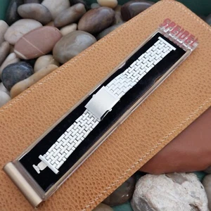 19mm 18mm White Gold-Filled Speidel Fort Knox Classic 1950s Vintage Watch Band - Picture 1 of 7