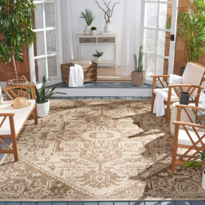 SAFAVIEH Indoor Outdoor BHS138B Beach House Beige / Cream Rug - Image 1 of 4