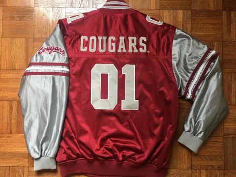 Washington State Cougars vtg Jacket REVERSIBLE satin bomber 00s wsu sz 2XL Cover