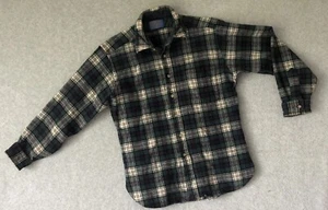 Pendleton 1980's Wool Murray Atholl Shirt Blue Green Tartan Plaid Large Teen - Picture 1 of 19