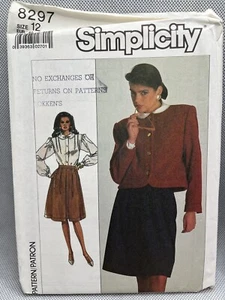 8297 Giacca blusa gonna manca modello cucito semplicità vintage anni 80 10 o 12 - Foto 1 di 5