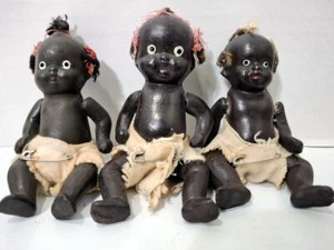 TRIO 3 Vintage Japan Bisque Diapered Dolls 3.75-4" - Picture 1 of 8