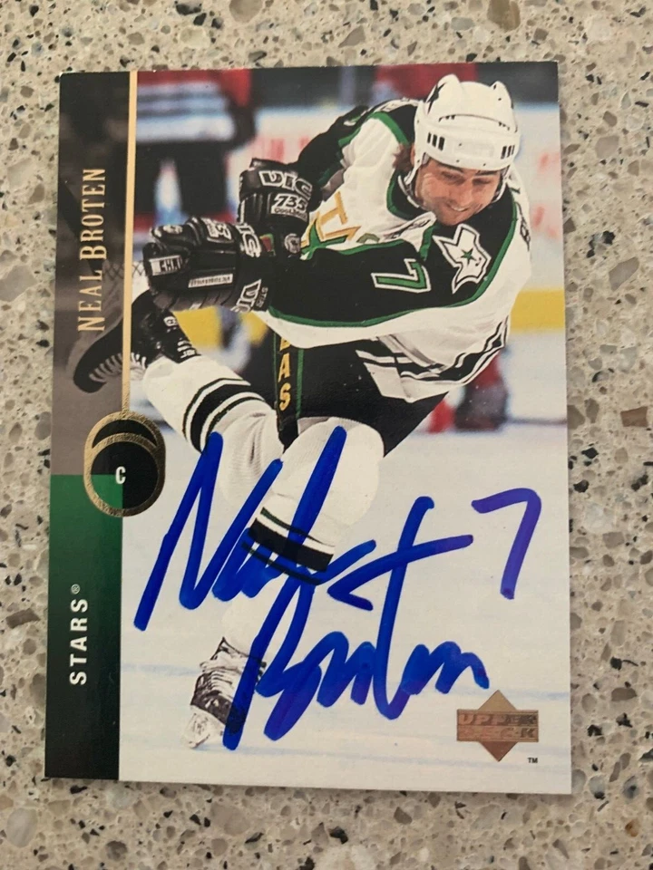 NEAL BROTEN USA OLYMPIC HOCKEY SIGNED 1995 UPPER DECK CARD MINNESOTA NORTH STARS - Image 1 of 1