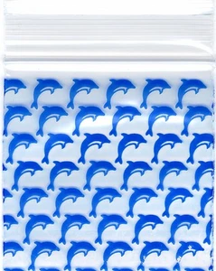 200 Baggies Blue Dolphins 2020 mini Zipper bags 2" x 2 in. (200 ct- DOLPHIN) - Picture 1 of 1