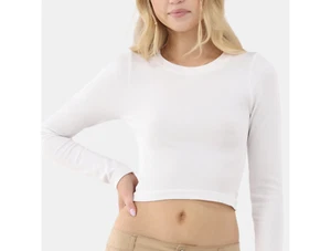 No Boundaries White Crewneck Tee with Long Sleeves White Size L - Picture 1 of 8