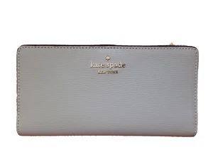 Portafoglio Kate Spade Madison Slim Bifold Pelle Saffiano Chiusura a Scatto Grigio Pietra - Foto 1 di 8