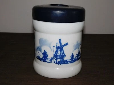 VINTAGE 6" HOHE HOLLAND WINDMÜHLEN WILLEM II GLAS OPAL ZIGARREN HUMIDOR GLAS - Bild 1 von 4