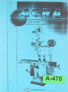 Acra JH Fong JF-15 ver. 2, piezas de instrucciones de fresado vertical manual eléctrico - Imagen 1 de 5
