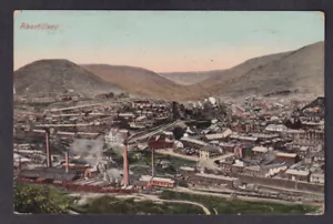 Wales Monmouthshire ABERTILLERY view over factory c1920/30s? postcard - Picture 1 of 2