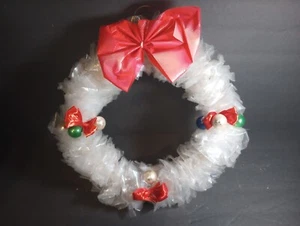 Antique Handmade Christmas Cellophane Coat Hanger Wreath 1960's Grannycore READ - Picture 1 of 10