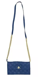 Marc Jacobs Blue Quilted Chain Strap Leather Crossbody Bag V1002 - Picture 1 of 2
