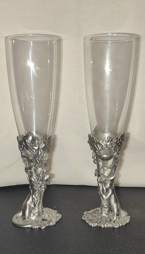 Warner Brothers Tweety And Sylvester Pewter Flute Glasses