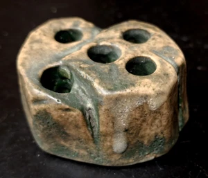 Vintage 1920er Weller Muskota/Holzkunst Block Keramik Blumenfrosch 5 Löcher Erdtöne - Bild 1 von 24