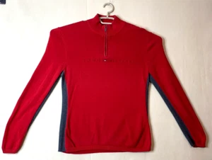 Tommy Hilfiger Pullover Knit Sweater 1/4 Zip Long Sleeve Large Red Mock Neck L - Picture 1 of 9