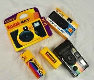 Single Use Cameras (1 unused, 2 used) & 2 unopened rolls of film - LOT - Picture 1 of 3