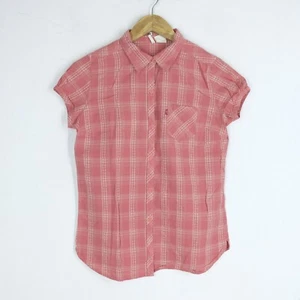 Camicia Levi's Taglia S Donna Logo Comodo Cotone Rosa a Righe Manica Corta - Imagen 1 de 5