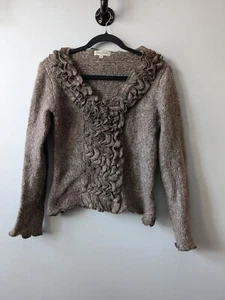 Jersey de Lana Mohair Tejido Grueso Cuello en V Volantes Terra Nova Italiano De Colección Y2K Talla M - Imagen 1 de 10