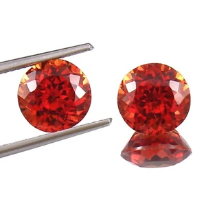 Natural Ceylon Orange Fanta Sapphire Loose Round Matched Pair Gemstone Cut 6x6 - Picture 1 of 6