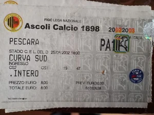 Biglietto Ascoli Pescara 25/8/2002 - Foto 1 di 1