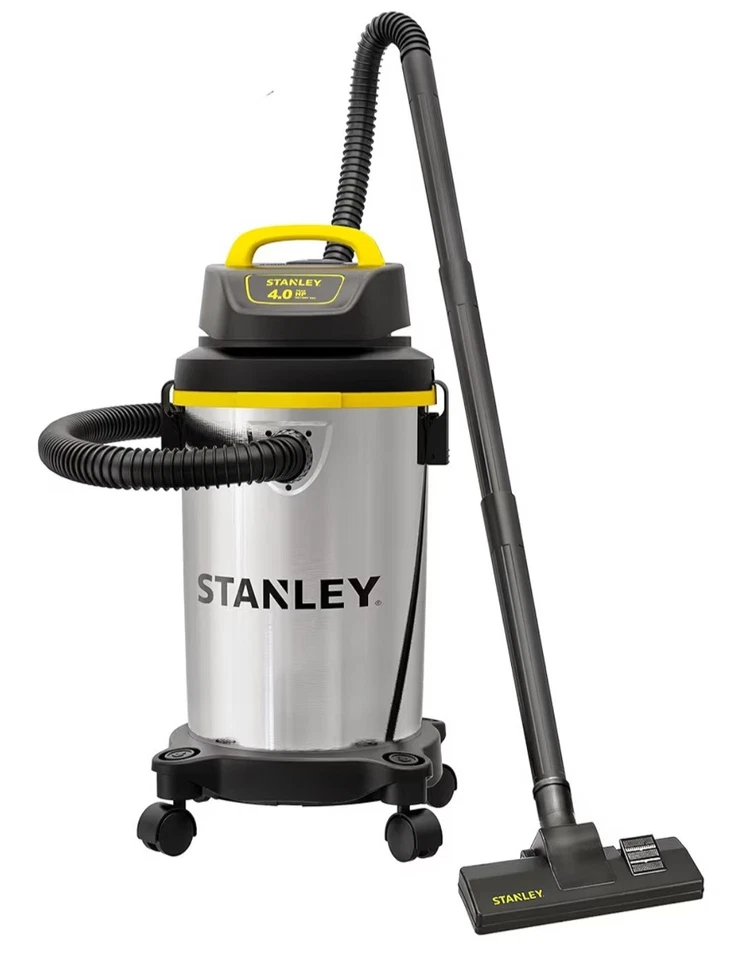 Aspiradora húmeda/seca Stanley SL18129, 4 galones, plateada+amarilla 4 caballos de fuerza, inoxidable Foto 1 de 4