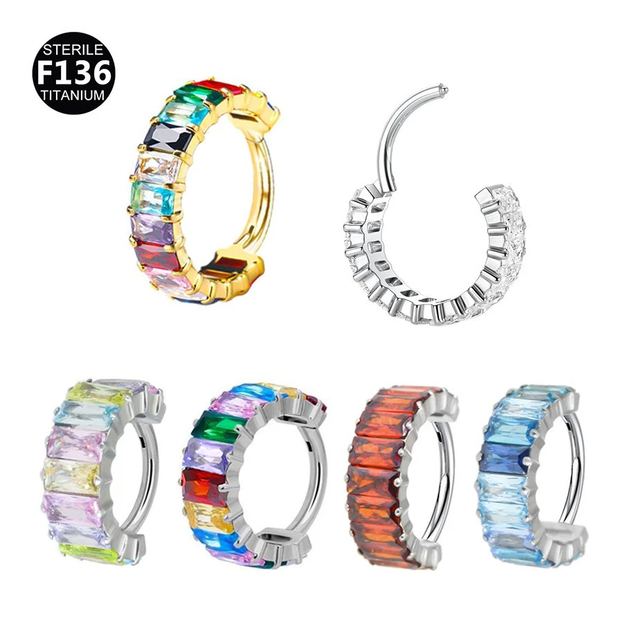 1 pieza Aro para oreja F136 titanio 16 nariz aro costura anillo para labios oreja cartílago piercing Foto 1 de 4