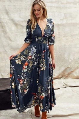 JAASE - Indiana Maxi Dress: Lace Back Shirred Waist A Line Dress with Handker... - image 1 of 4