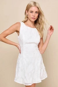 Exquisite Moments White Floral Jacquard Sleeveless Mini Dress - Picture 1 of 12