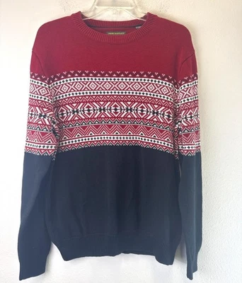 John Bartlett Mens Medium Fair Isle Sweater 100% cotton Fisherman Unisex Holiday - Image 1 of 4