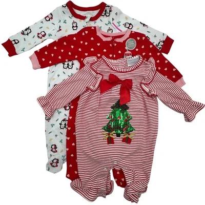 Koalababy Iris Ivy Kids 3-6M Christmas Pajamas Sleepers Lot of 3 Bundle Penguin - Image 1 of 4