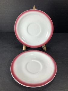 Caribe China® P.R. Restaurant Ware 6” Burgundy Airbrush Saucers~Set Of 2 - Picture 1 of 13