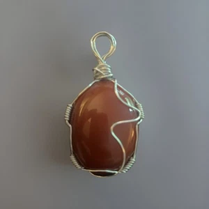 Natural Carnelian Stone 925 Sterling Silver Handmade Wire Wrapped Pendant - Picture 1 of 2