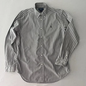 Ralph Lauren grau/weiß Nadelstreifen Jungen Button Down Hemd Gr. L (14-16) - Bild 1 von 8