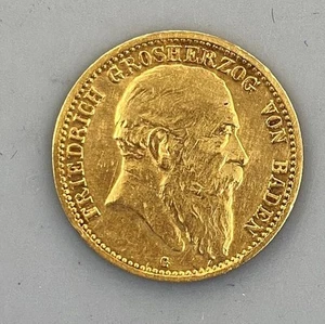 1904 G Baden Germany Gold 10 Mark Coin .1152AGW cleaned L21573 - Picture 1 of 4