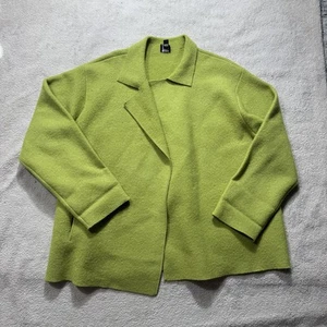 Giacca Eileen Fisher donna 1x lana verde aperto davanti blazer cappotto tasca a scatto - Foto 1 di 12