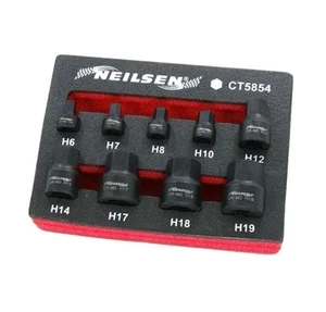 Neilsen Low Profile Stubby Short Impact Sechskant Bit Steckschlüsselsatz 6 mm - 19 mm 9-teilig CT5854 - Bild 1 von 2