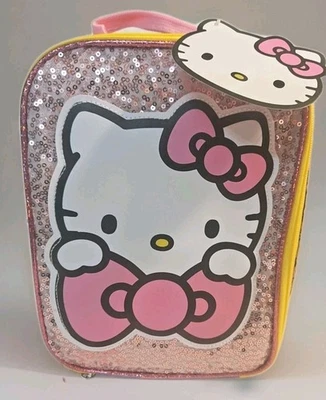 Fiambrera HELLO KITTY Lentejuelas Tapa con Cremallera Exterior Botella de Agua Bolsillo Sanrio ROSA NUEVA CON ETIQUETAS Foto 1 de 4