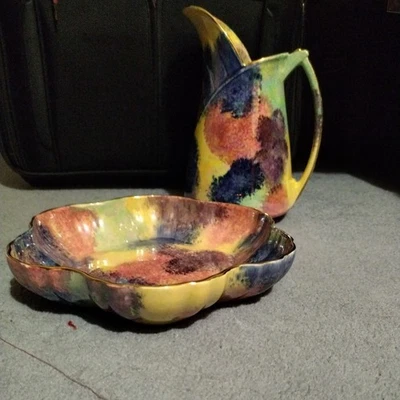 Vintage H & K Tunstall Luster Jug and Dish Abstract Pattern. Good Condition - Image 1 of 4