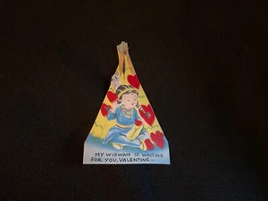 Tarjeta de San Valentín Wigwam vintage años 40 - Imagen 1 de 2