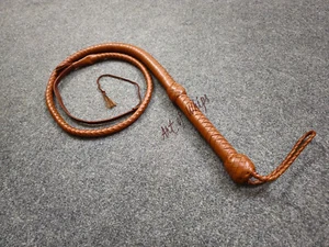 4 Feet Bullwhip 12 Plaits Genuine Top Graded Leather Orignal Tan Training Whip - Picture 1 of 8