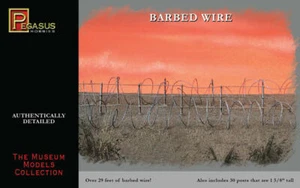 Pegasus 6520 Model Battlefield Barbed Wire & 30 Posts Set W 29ft H41mm POD Post - Picture 1 of 20
