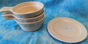 3 TREASURE CRAFT SOUTHWEST TERRACOTTA SOUP/CHILI BOWLS & 1 7 3/8" SNACK PLATE - Picture 1 of 11
