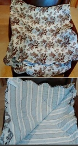 Chambers Blue/Light Brown reversible Quilt/Tablecloth with Nature Print - Picture 1 of 2