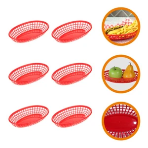6PCS Practical Plastic Reusable Oval Food Serving Trays Hot Dogs Baskets - Picture 1 of 12